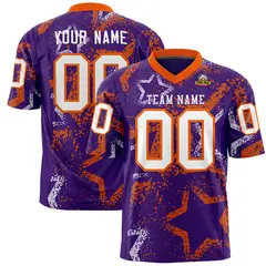 Purple Orange-White Star Graffiti Authentic Football Jersey