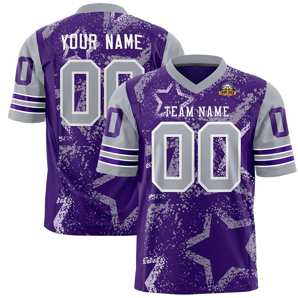 Purple Orange-White Star Pattern Authentic Football Jersey