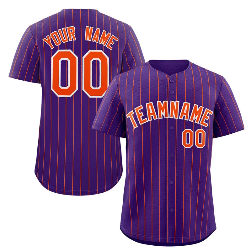 Purple Orange-White Stripe Authentic Fashion Baseball Jersey
