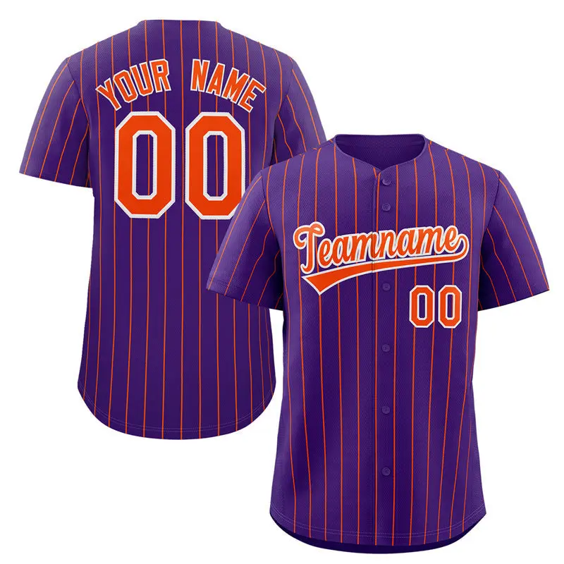 Purple Orange-White Stripe Authentic Fashion Baseball Jersey