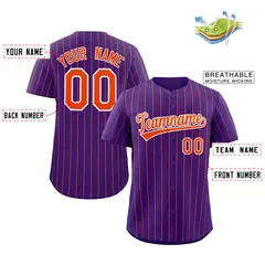 Purple Orange-White Stripe Authentic Fashion Baseball Jersey 2