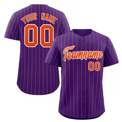 Purple Orange-White Stripe Authentic Fashion Baseball Jersey