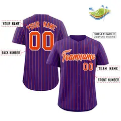 Purple Orange-White Stripe Authentic Fashion Baseball Jersey 2
