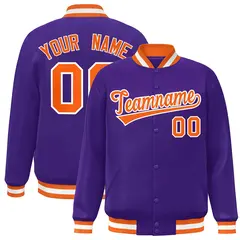 Purple Orange White Varsity Full-Snap Letterman Jacket