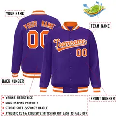 Purple Orange White Varsity Full-Snap Letterman Jacket 2