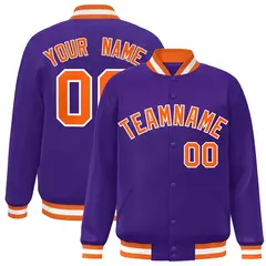 Purple Orange White Varsity Full-Snap Letterman Jacket