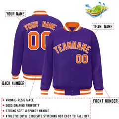 Purple Orange White Varsity Full-Snap Letterman Jacket 2