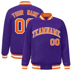 Purple Orange White Varsity Full-Snap Letterman Jacket