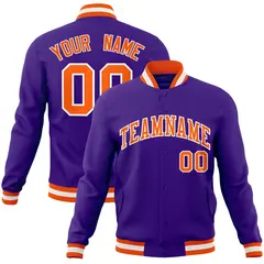 Purple Orange White Varsity Full-Snap Letterman Jacket