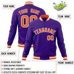 Purple Orange White Varsity Full-Snap Letterman Jacket 4