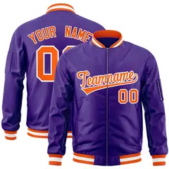 Purple Orange-White Varsity Letterman Bomber Jacket
