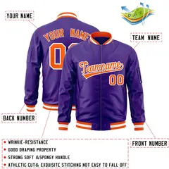 Purple Orange-White Varsity Letterman Bomber Jacket 2