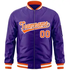 Purple Orange-White Varsity Letterman Bomber Jacket 3