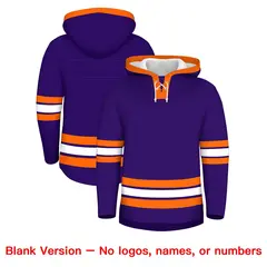 Purple Orange Wrinkle-Resistant Lace-Up Neck Hockey Hoodie 7