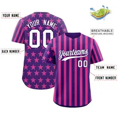 Purple Pink American Flag Graffiti Baseball Jersey 2