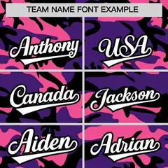 Purple Pink Black Camo Gradient Fashion Baseball Jersey 3
