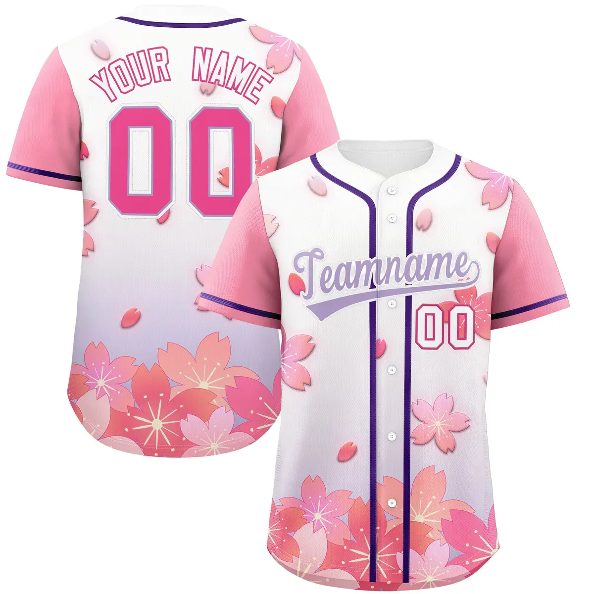 Purple Pink Cherry Blossom Graffiti Baseball Jersey