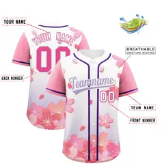 Purple Pink Cherry Blossom Graffiti Baseball Jersey 2