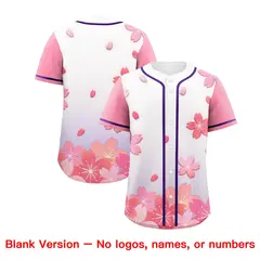 Purple Pink Cherry Blossom Graffiti Baseball Jersey 6