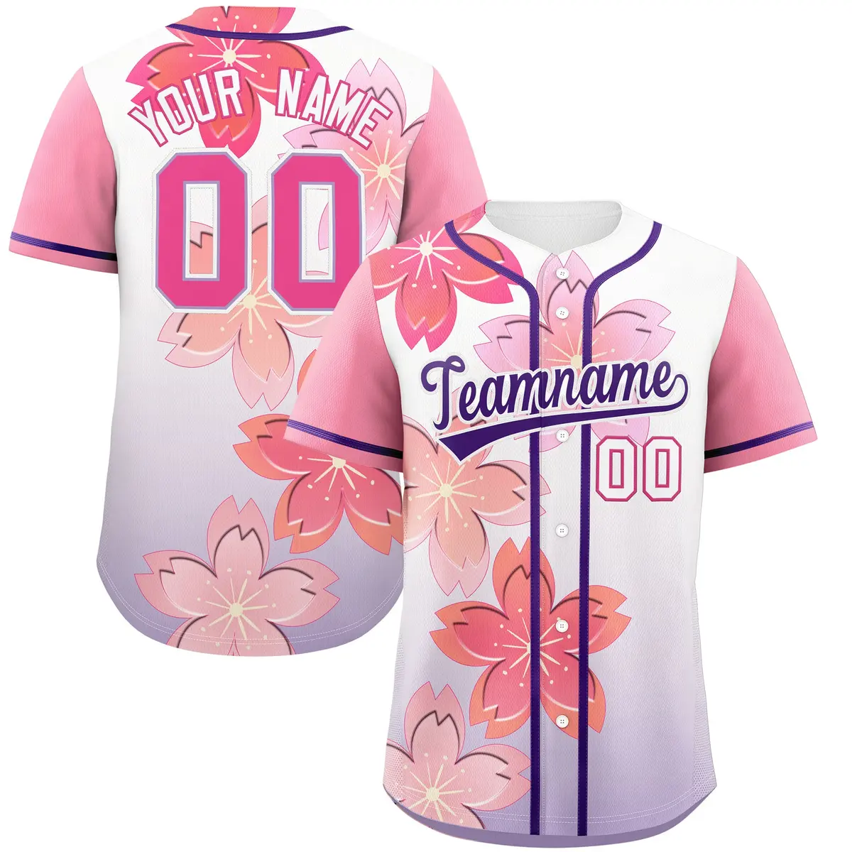 Purple Pink Cherry Blossom Graffiti Baseball Jersey