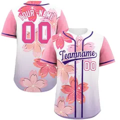 Purple Pink Cherry Blossom Graffiti Baseball Jersey 1