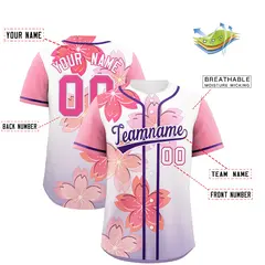 Purple Pink Cherry Blossom Graffiti Baseball Jersey 2