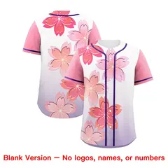 Purple Pink Cherry Blossom Graffiti Baseball Jersey 7
