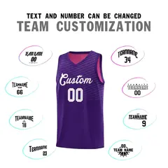 Purple Pink Chest Slash Pattern Basketball Jersey 3
