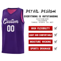Purple Pink Chest Slash Pattern Basketball Jersey 5