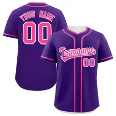 Purple Pink Classic Authentic Baseball Jersey 1