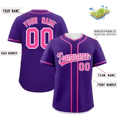 Purple Pink Classic Authentic Baseball Jersey 2