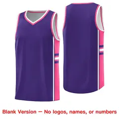 Purple Pink Classic Color Block Varsity Basketball Jersey 6