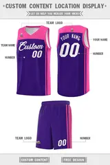 Purple Pink Classic Sets Basketball Jersey 5