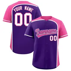 Purple Pink Color Block Authentic Baseball Jersey 1