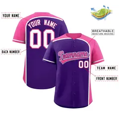 Purple Pink Color Block Authentic Baseball Jersey 2