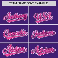 Purple Pink Contrast Raglan Sleeves Baseball Jersey 3