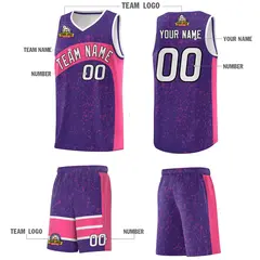 Purple Pink Dot Graffiti Irregular Pattern Basketball Jersey 5