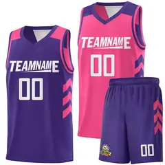 Purple Pink Double Side Sets Men Basketball Jersey