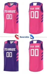 Purple Pink Double Side Sets Men Basketball Jersey 3