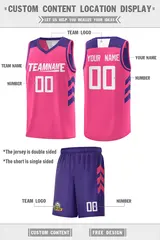 Purple Pink Double Side Sets Men Basketball Jersey 4