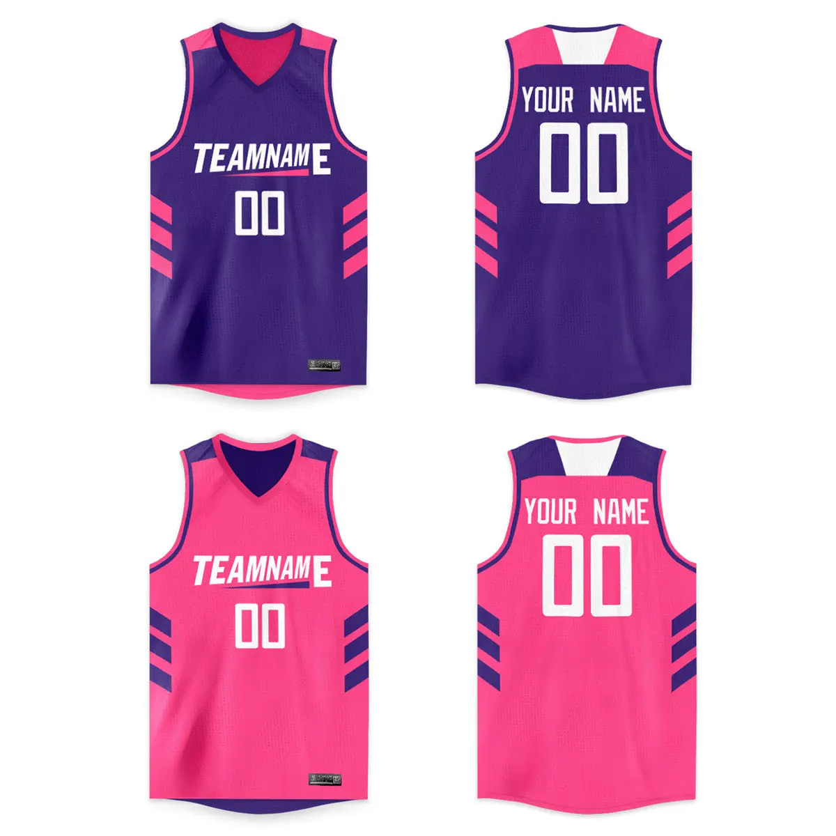 Purple Pink Double Side Tops Men/Boy Basketball Jersey