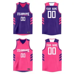 Purple Pink Double Side Tops Men/Boy Basketball Jersey 1