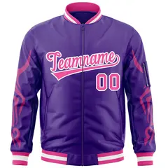 Purple Pink Dragon Head Graffiti Letterman Bomber Jacket 3