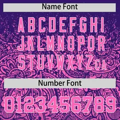 Purple Pink Floral Gradient Full Button Baseball Jersey 4