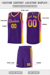 Purple Pink-Gold Gradient Fashion Sports Basketball Jersey 2