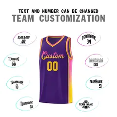 Purple Pink-Gold Gradient Fashion Sports Basketball Jersey 4