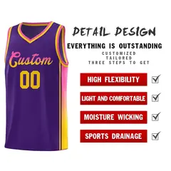 Purple Pink-Gold Gradient Fashion Sports Basketball Jersey 5