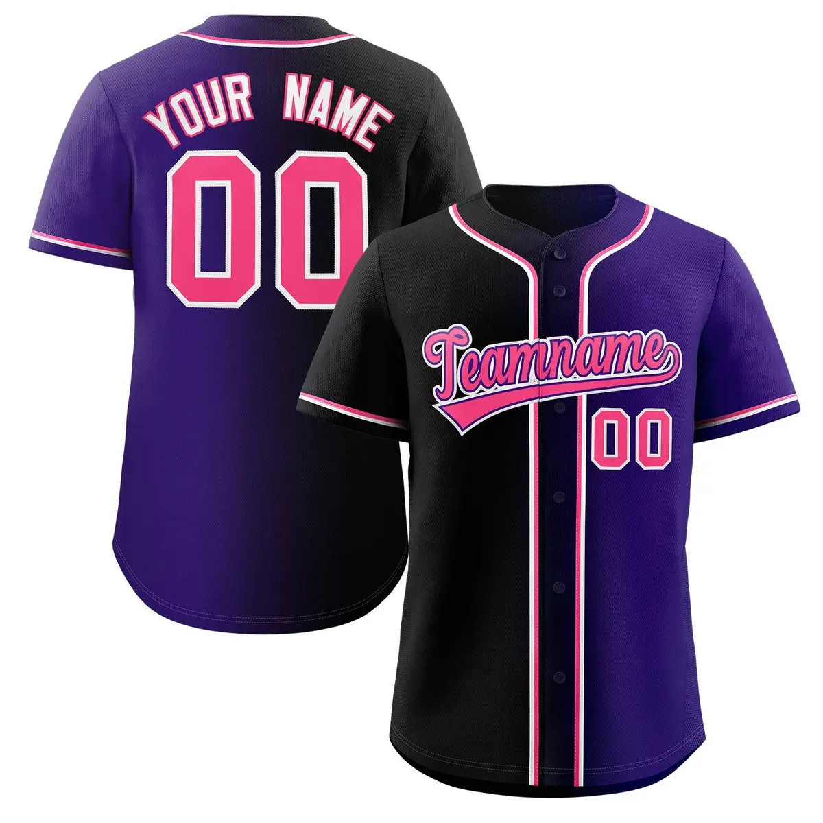 Purple Pink Gradient Fashion Authentic Baseball Jersey