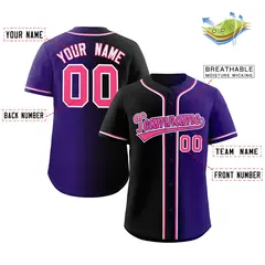 Purple Pink Gradient Fashion Authentic Baseball Jersey 2