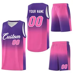 Purple Pink Gradient Fashion Sports Basketball Jersey 7
